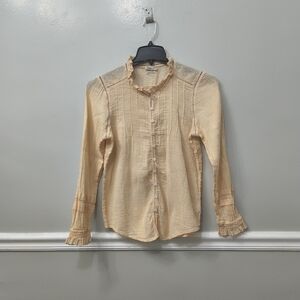 Faherty Women's Organic Cotton Willa Peasant Top Vanilla Cream M Boho Casual